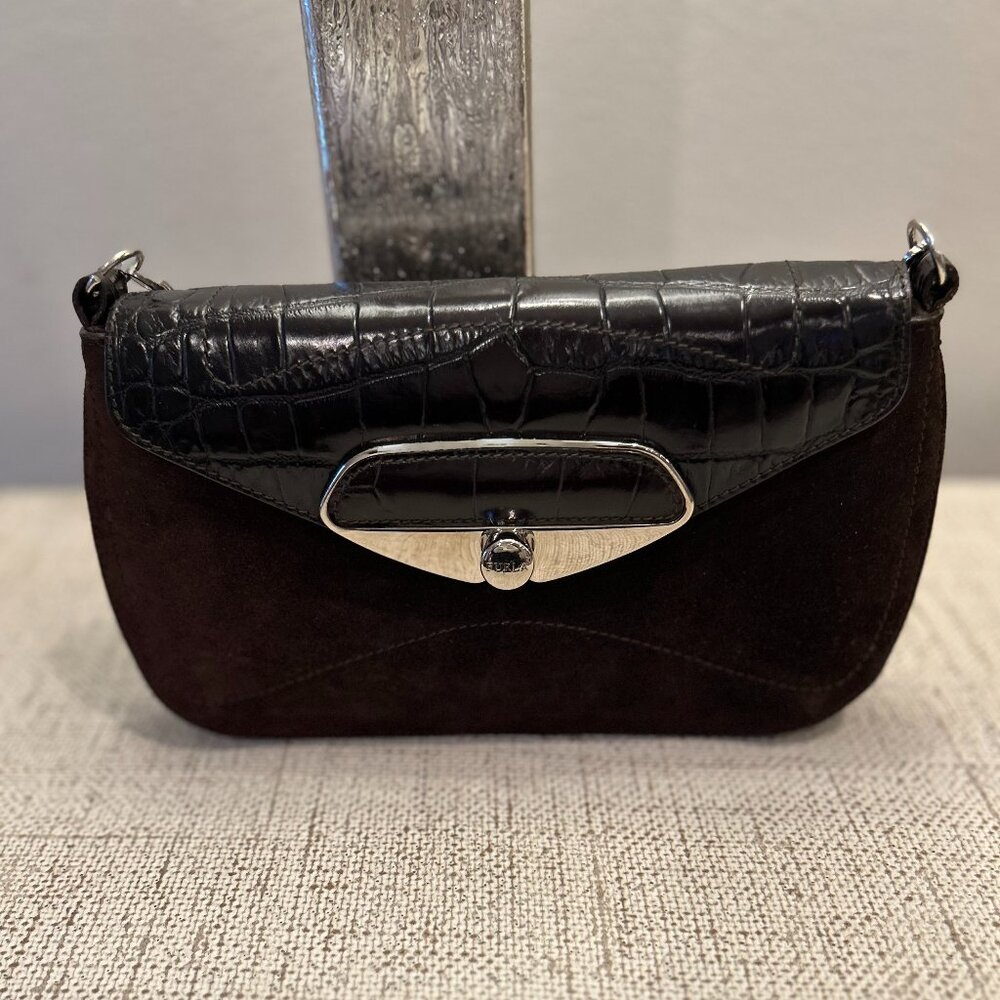 Vintage Furla Leather & Suede Shoulder Bag